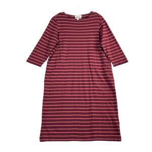 SeaSalt Sailor 3/4 Sleeve Dress Jersey Organic Cotton Relaxed Striped Red 12